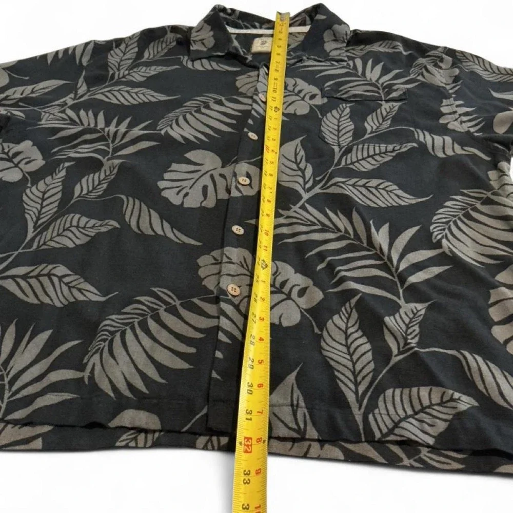 Jamaica Jaxx Button Front Mens XXL Black Tropical Silk Hawaiian Shirt Excellent
